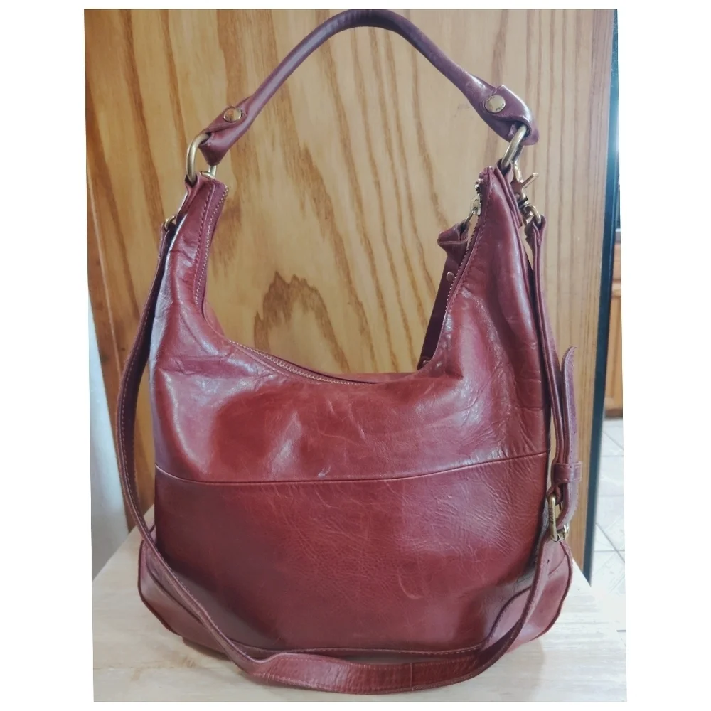 Frye Cognac Brown Leather Hobo Bag Minimalist Shoulder Purse